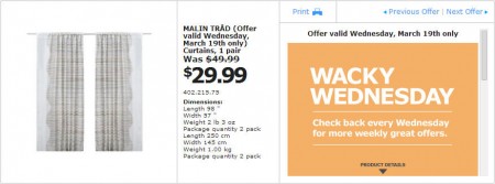 IKEA - Edmonton Wacky Wednesday Deal of the Day (Mar 19) A
