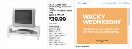 IKEA - Edmonton Wacky Wednesday Deal of the Day (Mar 26) A