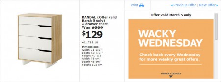 IKEA - Edmonton Wacky Wednesday Deal of the Day (Mar 5) C
