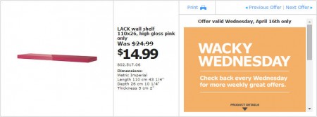 IKEA - Edmonton Wacky Wednesday Deal of the Day (Apr 16) A