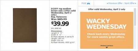 IKEA - Edmonton Wacky Wednesday Deal of the Day (Apr 2) A