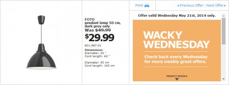 IKEA - Edmonton Wacky Wednesday Deal of the Day (May 21) B