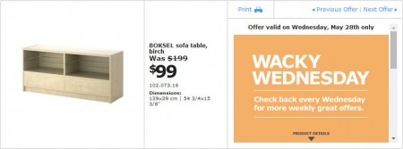 IKEA - Edmonton Wacky Wednesday Deal of the Day (May 28) A