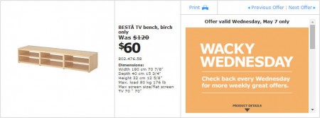 IKEA - Edmonton Wacky Wednesday Deal of the Day (May 7) A