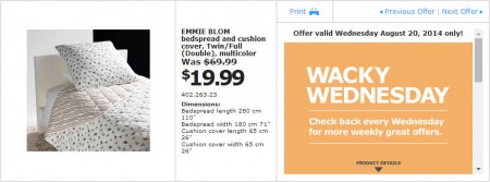 IKEA - Edmonton Wacky Wednesday Deal of the Day (Aug 20) A