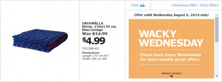 IKEA - Edmonton Wacky Wednesday Deal of the Day (August 6) A