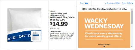 IKEA - Edmonton Wacky Wednesday Deal of the Day (Sept 10) C