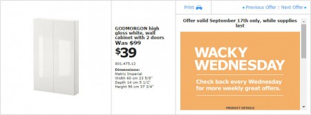 IKEA - Edmonton Wacky Wednesday Deal of the Day (Sept 17) B