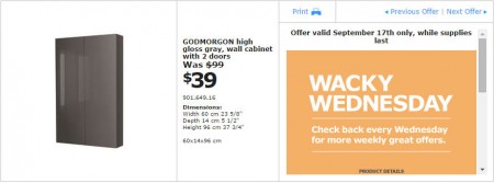 IKEA - Edmonton Wacky Wednesday Deal of the Day (Sept 17) C
