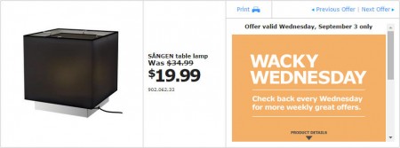 IKEA - Edmonton Wacky Wednesday Deal of the Day (Sept 3) B