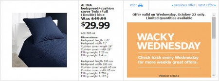 IKEA - Edmonton Wacky Wednesday Deal of the Day (Oct 22) A