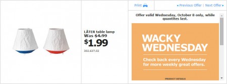 IKEA - Edmonton Wacky Wednesday Deal of the Day (Oct 8) A