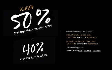 Banana Republic Black Friday - 50 Off First Item + 40 Off Your Purchase (Nov 18)