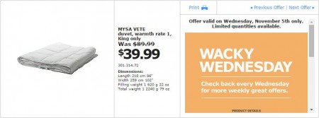 IKEA - Edmonton Wacky Wednesday Deal of the Day (Nov 5) A