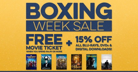 Cineplex Store Boxing Week Sale - Free Movie Ticket + 15 Off Movies (Until Jan 2)