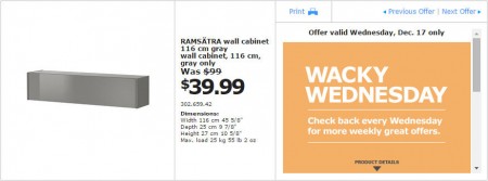 IKEA - Edmonton Wacky Wednesday Deal of the Day (Dec 17)