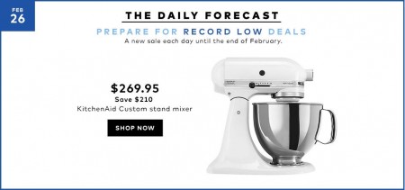 TheBay.com Today Only - $269.95 for KitchenAid Custom Stand Mixer - Save $210 Off (Feb 26)