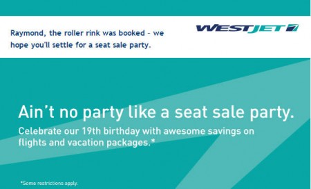 WestJet Birthday Seat Sale (Book by Feb 26)