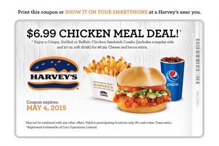 Harvey's $6.99 Chicken Meal Deal Coupon (Until May 4)
