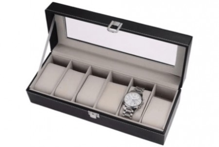 6-Slot Glass Top Watch Box