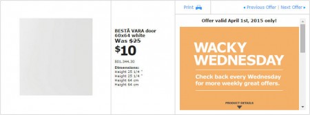 IKEA - Edmonton Wacky Wednesday Deal of the Day (Apr 1) C