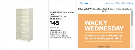 IKEA - Edmonton Wacky Wednesday Deal of the Day (Apr 8) A