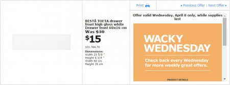 IKEA - Edmonton Wacky Wednesday Deal of the Day (Apr 8) C