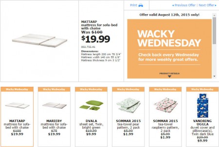 IKEA - Edmonton Wacky Wednesday Deal of the Day (Aug 12)