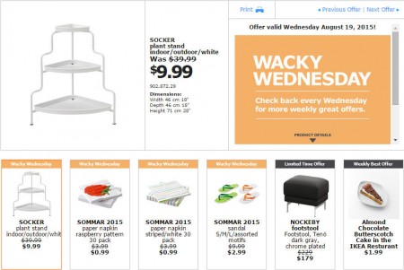 IKEA - Edmonton Wacky Wednesday Deal of the Day (Aug 19)