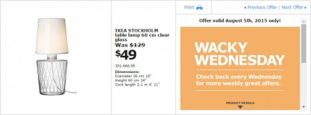IKEA - Edmonton Wacky Wednesday Deal of the Day (Aug 5) C