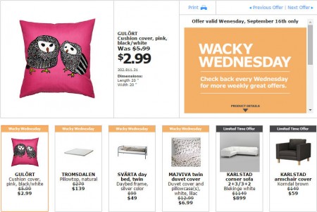 IKEA - Edmonton Wacky Wednesday Deal of the Day (Sept 16)