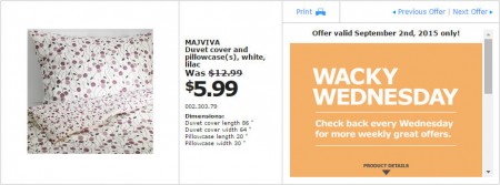 IKEA - Edmonton Wacky Wednesday Deal of the Day (Sept 2) B