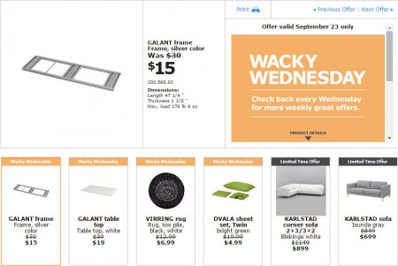 IKEA - Edmonton Wacky Wednesday Deal of the Day (Sept 23)
