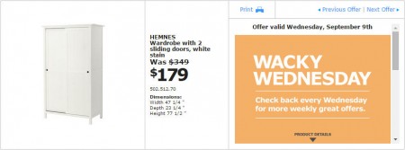 IKEA - Edmonton Wacky Wednesday Deal of the Day (Sept 9) A