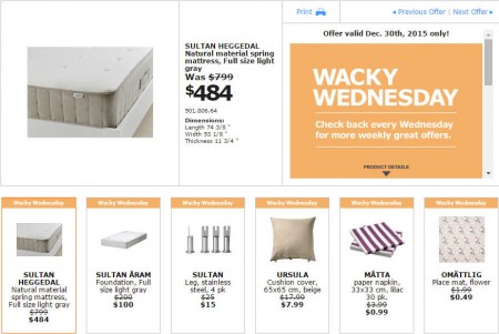 IKEA - Edmonton Wacky Wednesday Deal of the Day (Dec 30)