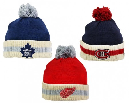 NHL Reebok CCM Stripe Cuffed Pom Knit Toque