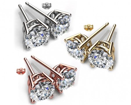 Round Swarovski Crystal Earrings with Butterfly Backing