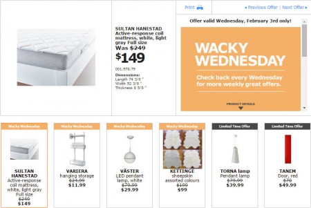 IKEA - Edmonton Wacky Wednesday Deal of the Day (Feb 3)