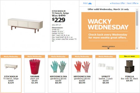 IKEA - Edmonton Wacky Wednesday Deal of the Day (Mar 16)