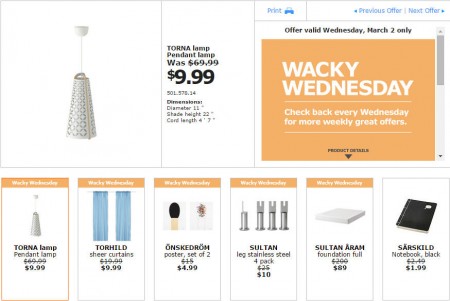 IKEA - Edmonton Wacky Wednesday Deal of the Day (Mar 2)