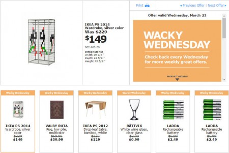 IKEA - Edmonton Wacky Wednesday Deal of the Day (Mar 23)