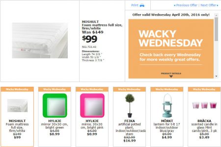IKEA - Edmonton Wacky Wednesday Deal of the Day (Apr 20)