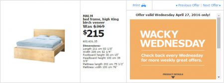 IKEA - Edmonton Wacky Wednesday Deal of the Day (Apr 27) A