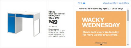 IKEA - Edmonton Wacky Wednesday Deal of the Day (Apr 27) C