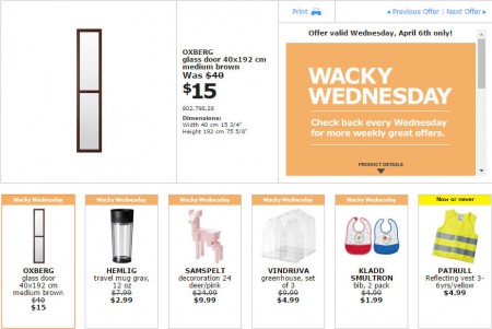 IKEA - Edmonton Wacky Wednesday Deal of the Day (Apr 6)