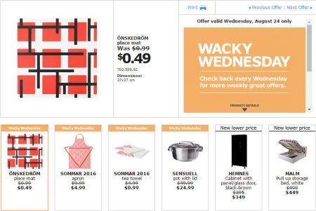 IKEA - Edmonton Wacky Wednesday Deal of the Day (Aug 24)
